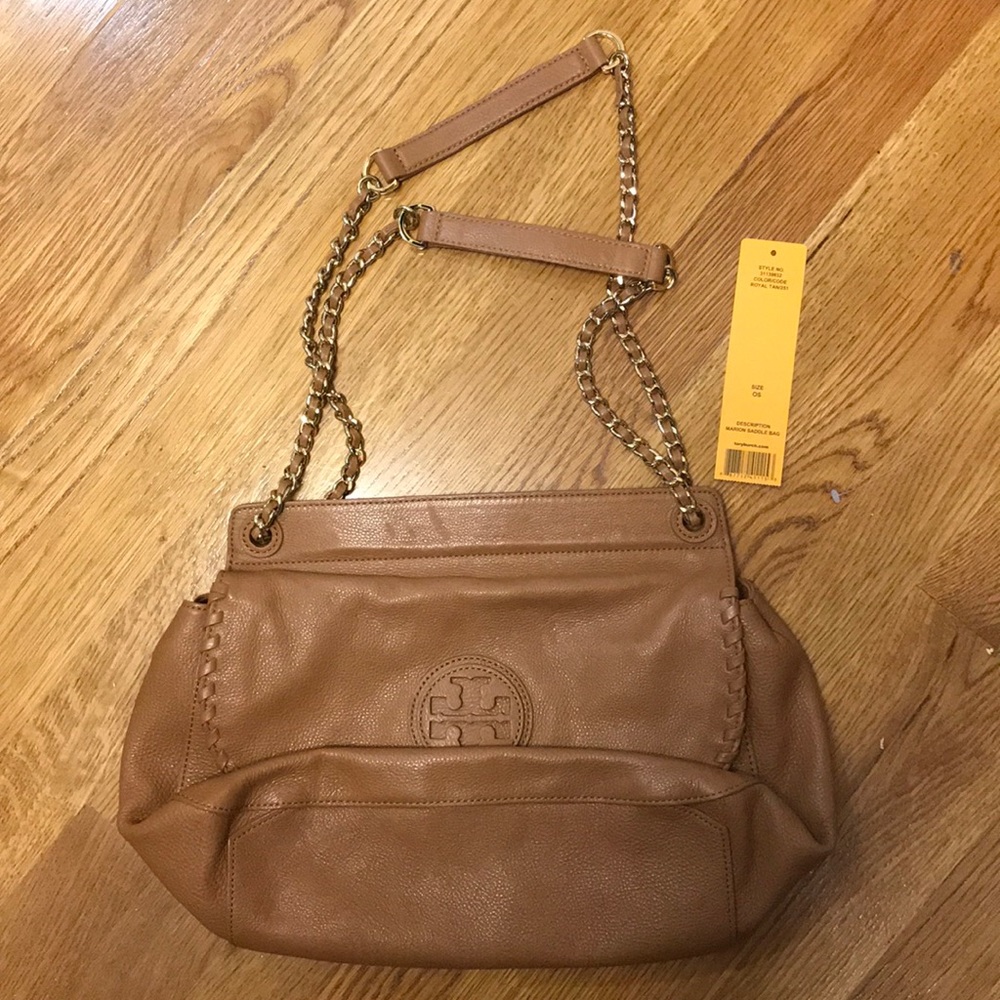 Like new Tory Burch Marion saddle bag, tan